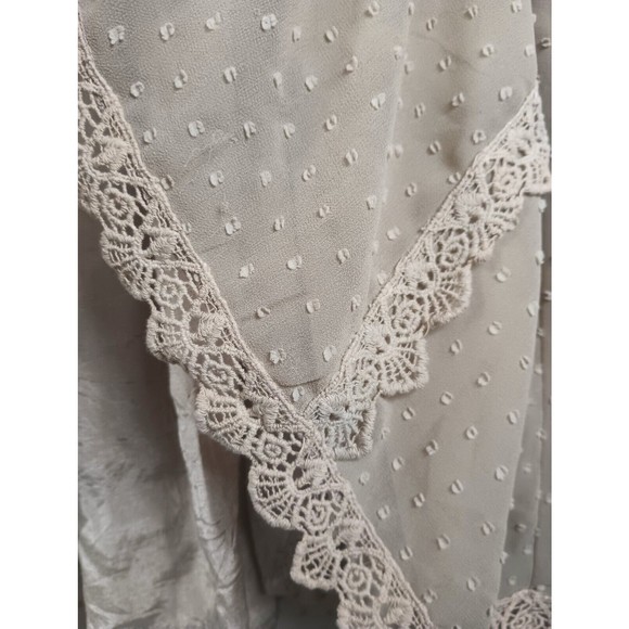 Farm Sz P Peasant Embroidered Tan Dress Semi sheer - Picture 7 of 10